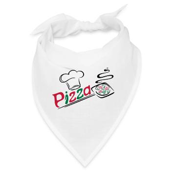 Pizza Bäcker mit Kochmütze, chef hat - Bandana - Weiß - Vorne