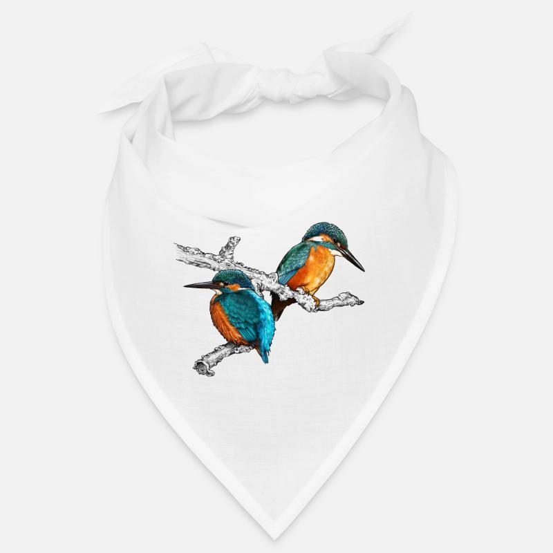 zwei Eisvögel - Bandana - Weiß