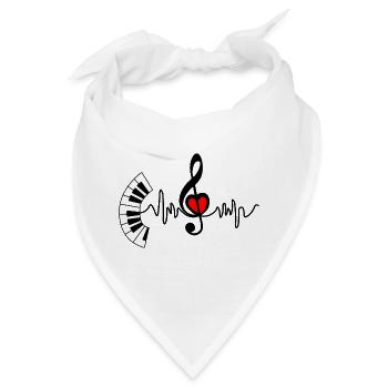 Piano Cardio Herzfrequenz und Herz in der Mitte - Bandana - Weiß - Vorne