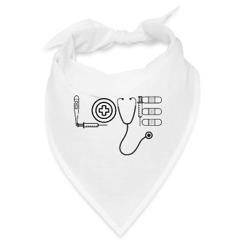 Pflege Krankenschwester Pflegekraft LOVE Medizin - Bandana - Weiß - Vorne
