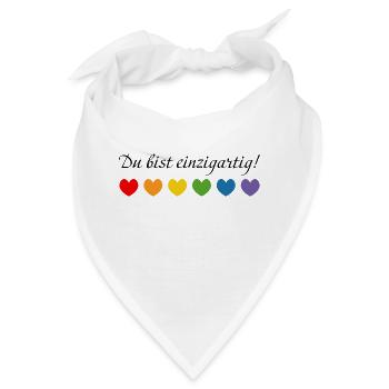 Regenbogenherzchen du bist einzigartig - Bandana - Weiß - Vorne