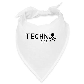 Techno-Musik-Totenkopf - Bandana - Weiß - Vorne