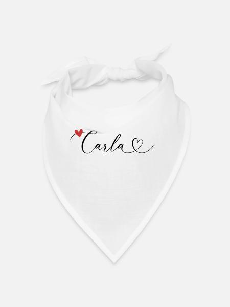 Carla Surname First name Calligraphy Heart - Bandana - white