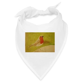 Vogelillustration mit rotem Bauch - Bandana - Weiß - Vorne