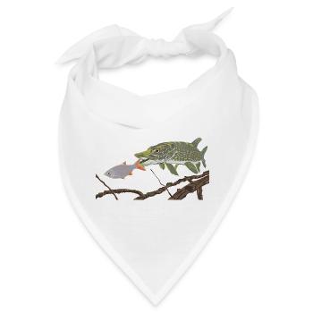 Ein Hecht jagt eine Rotfeder  - Bandana - Weiß - Vorne