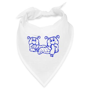 2 Raupen Wurm Glücklich Essend Pizza Wurst Essen - Bandana - Weiß - Vorne