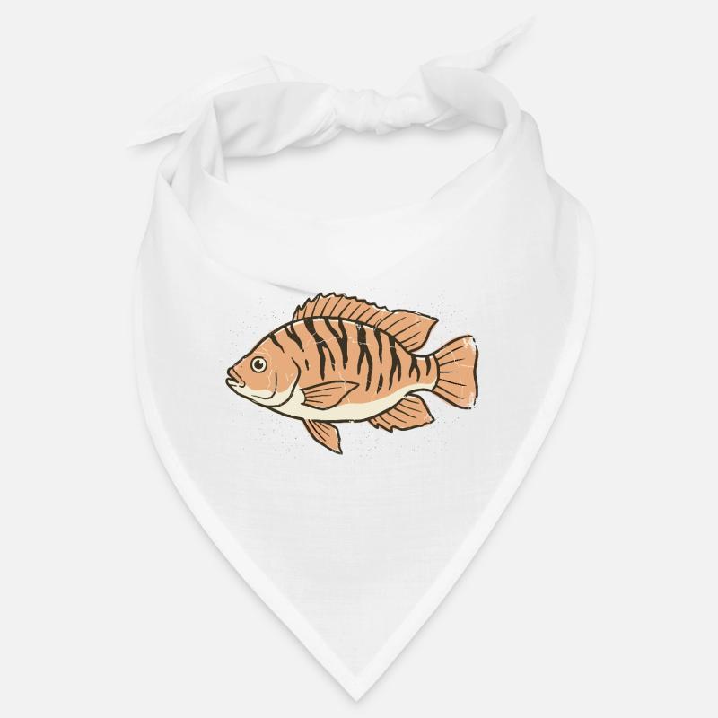 Orange Stylized Tiger Stripe Fish Bandana