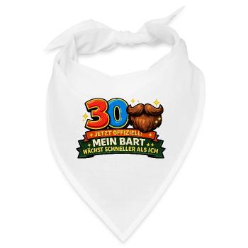 Offiziell 30: Mein Bart wächst schneller - Bandana - Weiß - Vorne