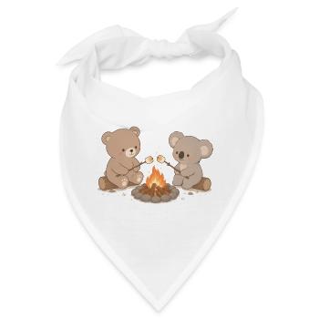 Bär und Koala am Lagerfeuer mit Marshmallows  - Bandana - Weiß - Vorne