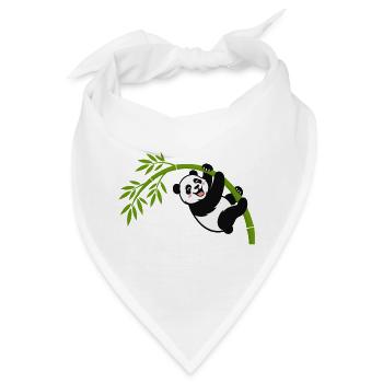Panda hängt am Bambusbogen - Bandana - Weiß - Vorne