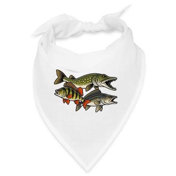 Hecht Zander Barsch Raubfisch Angeln - Bandana - Weiß - Vorne