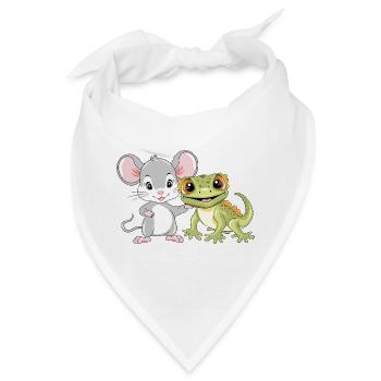 Little_mouse_and_gecko_are_best_friends - Bandana - Weiß - Vorne