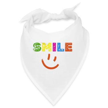 Smile Farbexplosion, Gute Laune Shirt, Statement  - Bandana - Weiß - Vorne