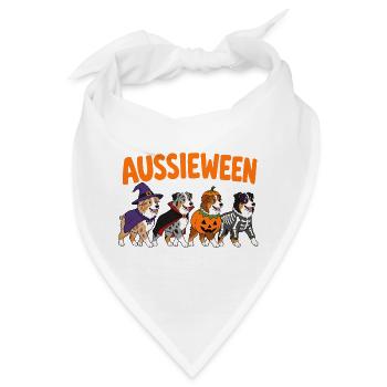  Aussieween Australian Shepherd Halloween Kostüm - Bandana - Weiß - Vorne