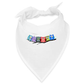 Cooles buntes Eulen Motiv - Bandana - Weiß - Vorne