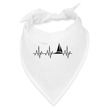 Herzschlag EKG Segeln Segelboot Segelschiff - Bandana - Weiß - Vorne
