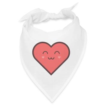 Süßes und niedliches Herz mit Herzchen Wangen - Bandana - Weiß - Vorne
