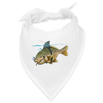 Shark Carp Lustiges Angelzeichentrick-Design - Bandana - Weiß - Vorne