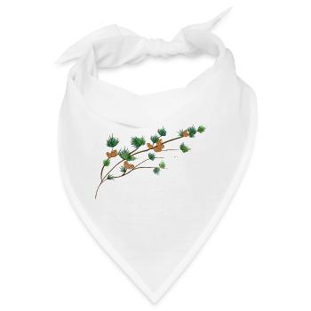 filigran gezeichneter Lärchenzweig mit Zapfen - Bandana - Weiß - Vorne