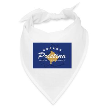 Pristina - Hauptstadt mit GPS & Flagge - Bandana - Weiß - Vorne