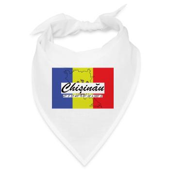 Chisinau - Hauptstadt mit GPS & Flagge - Bandana - Weiß - Vorne