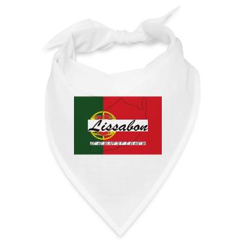Lissabon - Hauptstadt mit GPS & Flagge - Bandana - Weiß - Vorne
