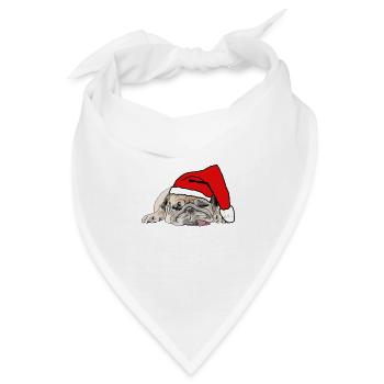 Christmas Dog Weihnachten Hund Mops - Bandana - Weiß - Vorne