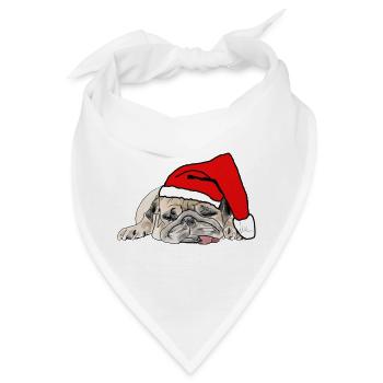 Mops Weihnachten - Bandana - Weiß - Vorne