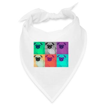 Pop Art Pug Design auf Kleidung - Bandana - Weiß - Vorne