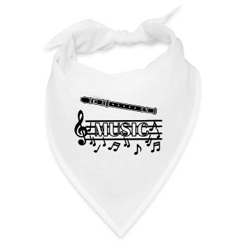 Blockflöten-Musik-Logo - Bandana - Weiß - Vorne