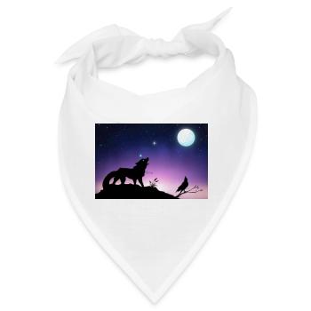 Sternwolf und Rabe unter dem Mond - Poster - Bandana - Weiß - Vorne