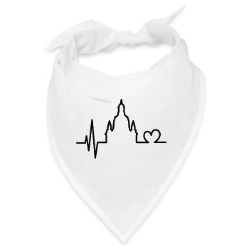 Herzschlag Liebe Dresden Frauenkirche Symbol Logo - Bandana - Weiß - Vorne