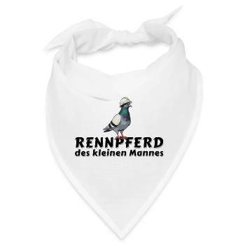 Tauben Shirt Tasse Hoodie Bergmann Rennpferd - Bandana - Weiß - Vorne