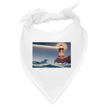 Leuchtturm bei Nacht - Bandana - Weiß - Vorne