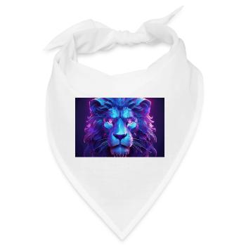 Neon Löwenkopf mit futuristischem Flair - Bandana - Weiß - Vorne