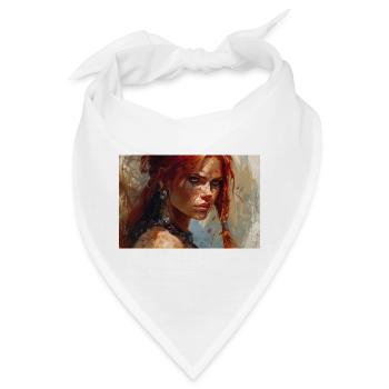 Poster Illustration Kriegerin Frau Rot Sonja - Bandana - Weiß - Vorne