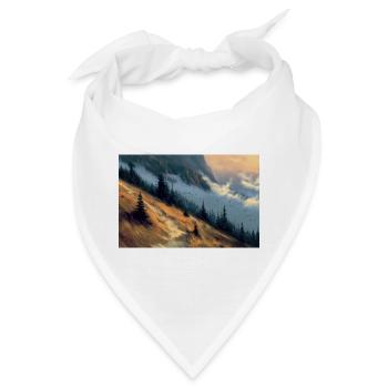 Berglandschaft Illustration Poster - Bandana - Weiß - Vorne