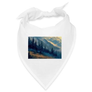 Berglandschaft Illustration Poster - Bandana - Weiß - Vorne