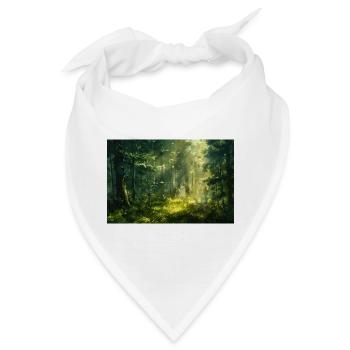 Waldlandschaft Illustration Poster - Bandana - Weiß - Vorne