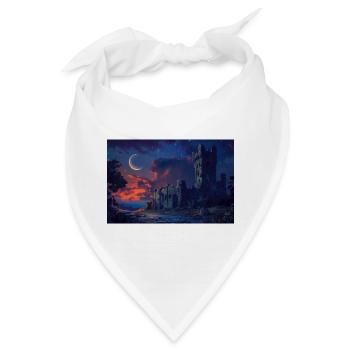 Poster Illustration Mittelalterliche Landschaft in Ruinen - Bandana - Weiß - Vorne