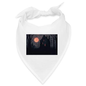 Spukhaus Illustration Poster - Bandana - Weiß - Vorne