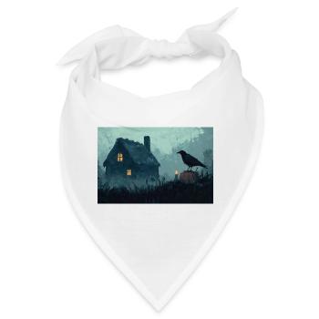 Spukhaus Illustration Poster - Bandana - Weiß - Vorne