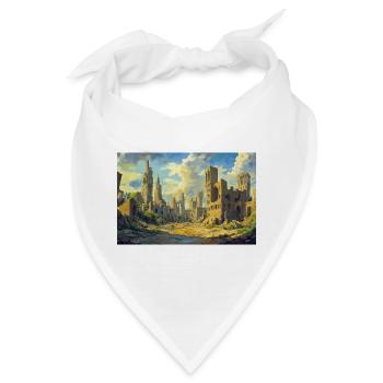 Poster Illustration Mittelalterliche Landschaft in Ruinen - Bandana - Weiß - Vorne