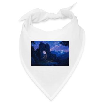 Poster Illustration Mittelalterliche Landschaft in Ruinen - Bandana - Weiß - Vorne