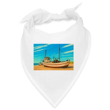 Kutter am Sletterstrand in Dänemark - Bandana - Weiß - Vorne