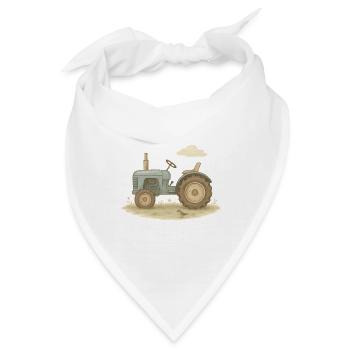 Blauer Oldtimer-Traktor - Bandana - Weiß - Vorne