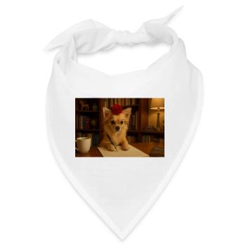 Schicker und schicker Chihuahua mit Rose - Bandana - Weiß - Vorne