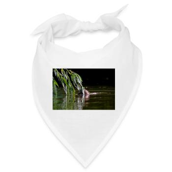 000_1106_DxO - Wilder Biber frisst Weidenblätter - Bandana - Weiß - Vorne