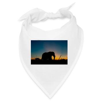 Silhouettenfoto eines Elefanten während der Goldenen Stunde - Bandana - Weiß - Vorne