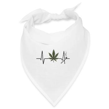 Marijuana und Herzschlag Design - Bandana - Weiß - Vorne